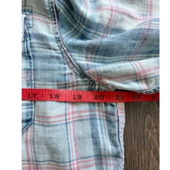 G-Star Raw Landoh Plaid Pearl Snap Shirt Size L Western Faded Blue Casual - Picture 5 of 9
